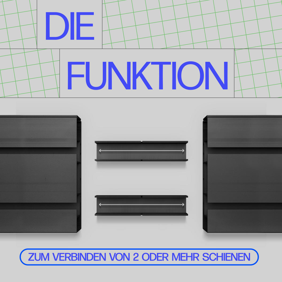 VERBINDER für Gardinenschiene Schwarz 2er-Pack - Weiß, Kunststoff (1.5/1/6cm) - Bestlivings