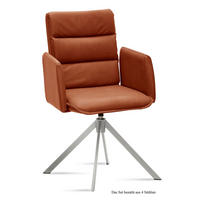 ARMLEHNSTUHL drehbar (4er-Set) Dulsea 52x92x60 Edelstahl/Cognac - Edelstahlfarben/Cognac, Kunststoff (60/92/52cm) - 58aufmkessel
