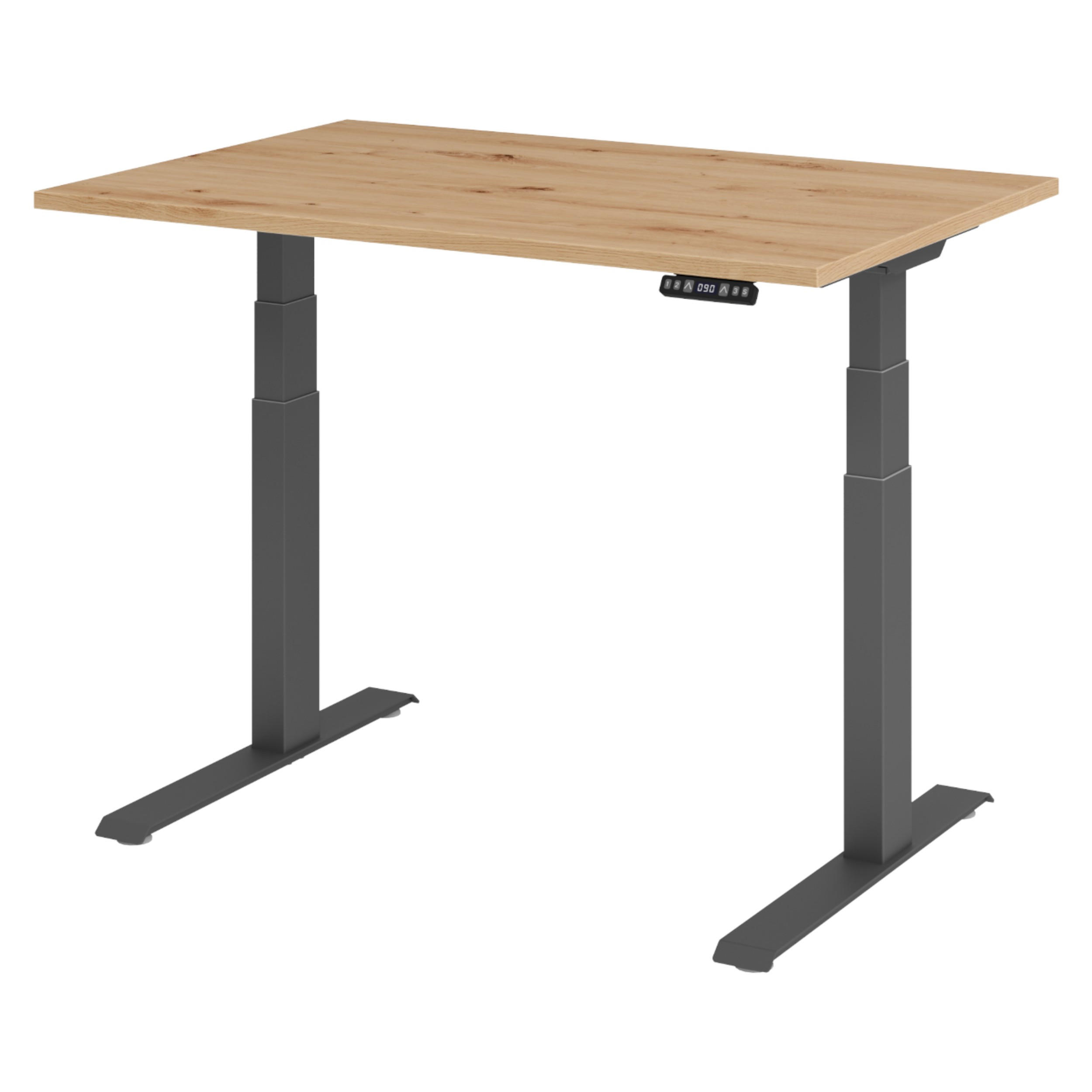 SCHREIBTISCH elektrisch XDKB 80/120/74 cm in Wildeiche/Graphitfarben - Wildeiche/Graphitfarben, Holzwerkstoff (80/120/74cm) - bümö