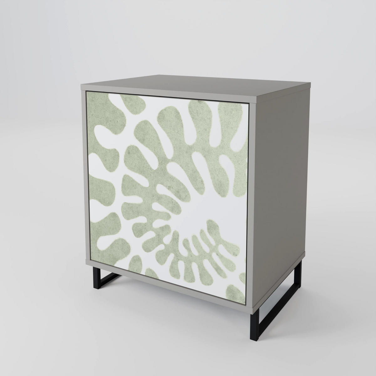 SIDEBOARD HELIX DANCE, Grau, 57,5x42x70,5 cm, Schwarze Metall-Sternfüße - Multicolor/Schwarz, Holzwerkstoff/Metall (57.5/70.5/42cm) - SpaceRebels