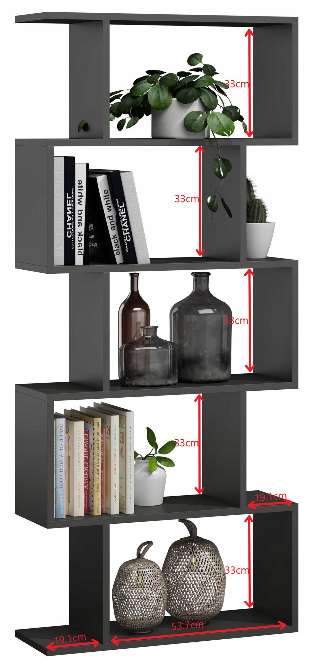 BÜCHEREGAL BASK Anthrazit 76,4/28/176 cm - Anthrazit, Holzwerkstoff (76.4/176/28cm) - Matkam Möbel