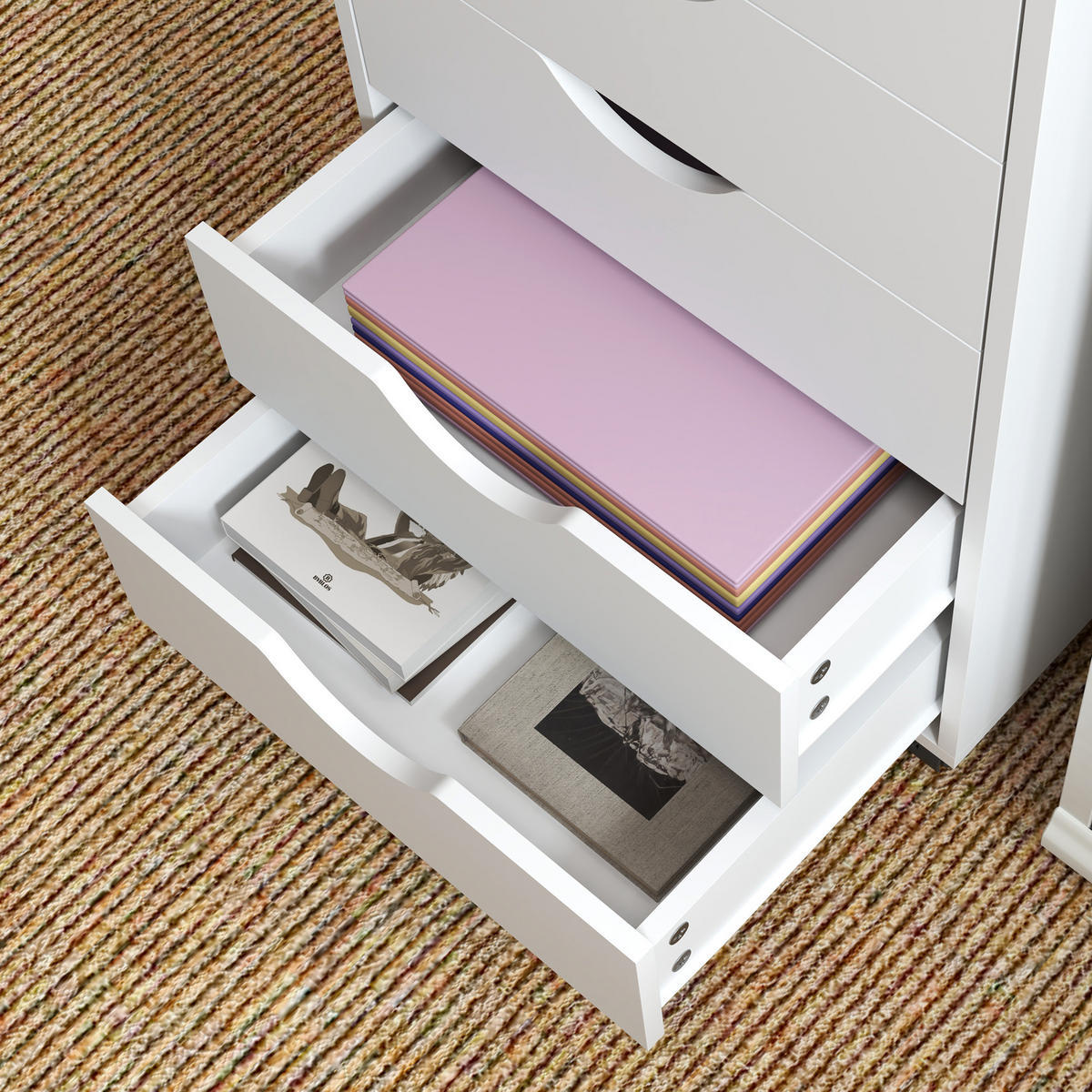 ROLLCONTAINER DE-14479 mit 5 Schubladen Weiß - Weiß, Holzwerkstoff (40/67/40cm) - ComfortXL