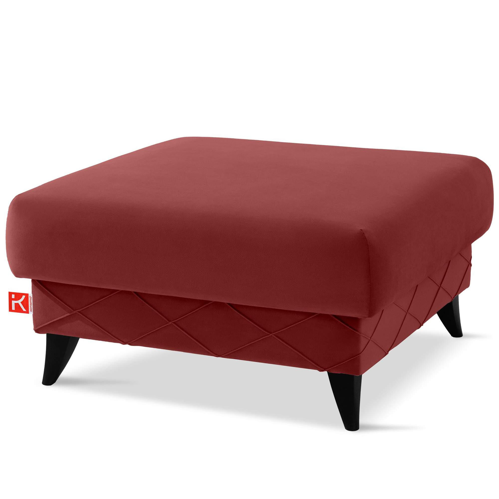 POUF GUSTAVO III Velours, Bordeaux - Bordeaux, Holz/Holzwerkstoff (92/49/92cm) - KONSIMO®