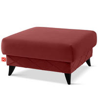 POUF GUSTAVO III Velours, Bordeaux - Bordeaux, Holz/Holzwerkstoff (92/49/92cm) - KONSIMO®