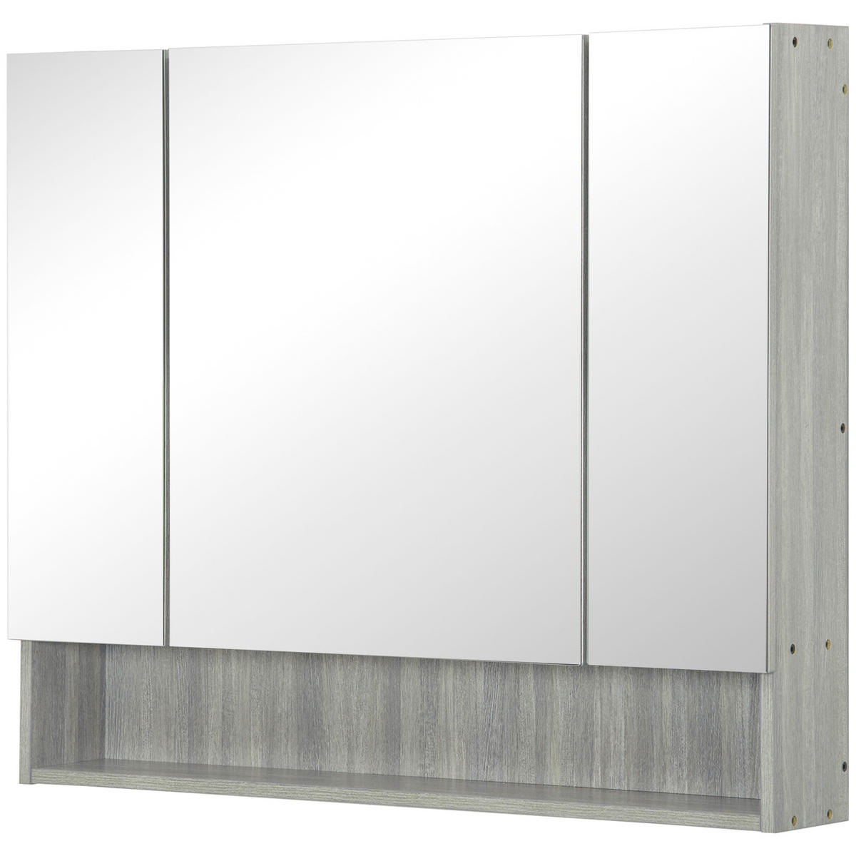 SPIEGELSCHRANK, 3-türiger Spiegelschrank, verstellbare Einlegeböden, 90 x 15 x 75 cm ,grau - Grau, Glas (90/75/15cm) - Vallsero