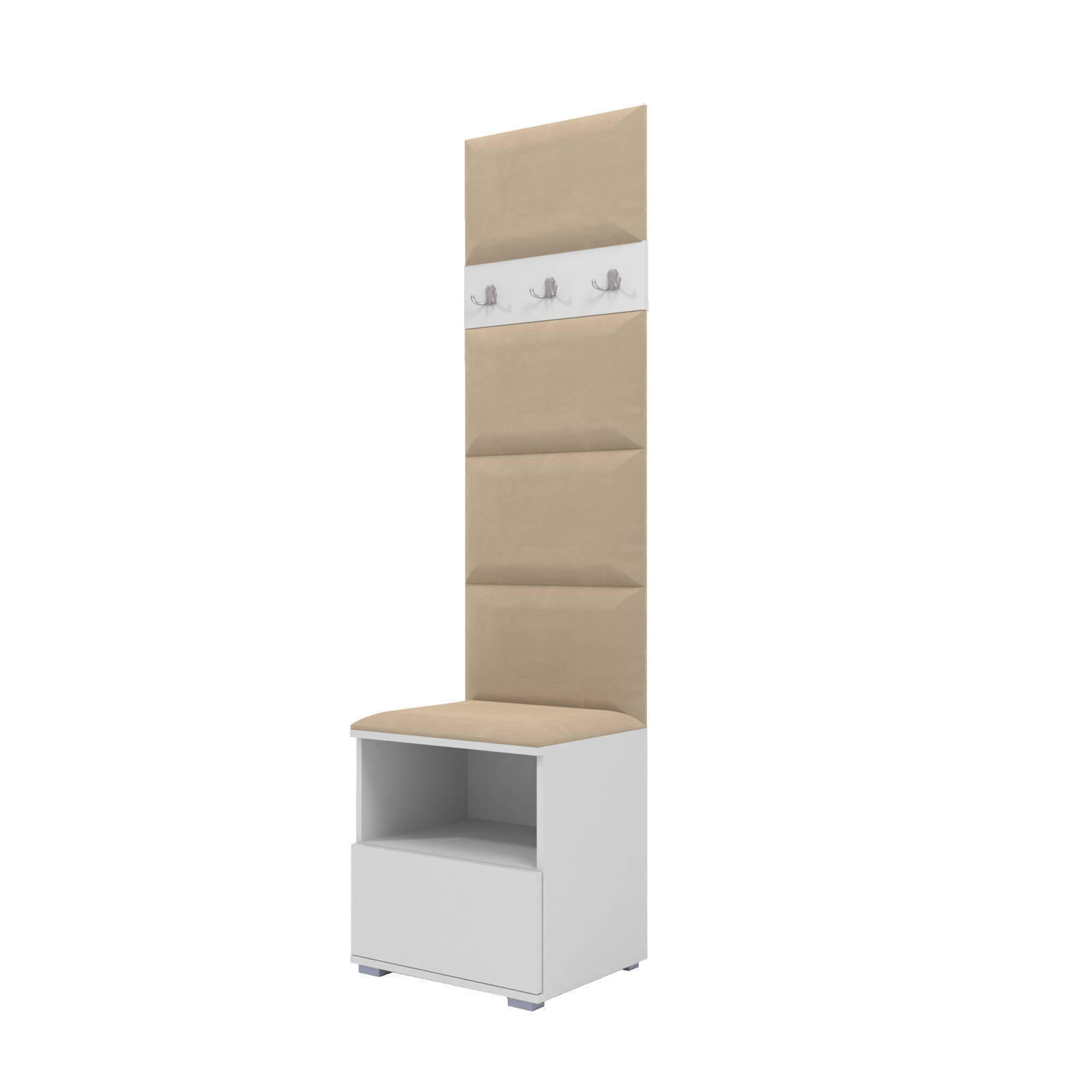 GARDEROBEN-SET Nela IV mit gepolsterten Paneelen 50/187/40 - Beige/Silberfarben, Holzwerkstoff/Kunststoff (50/187/40cm)