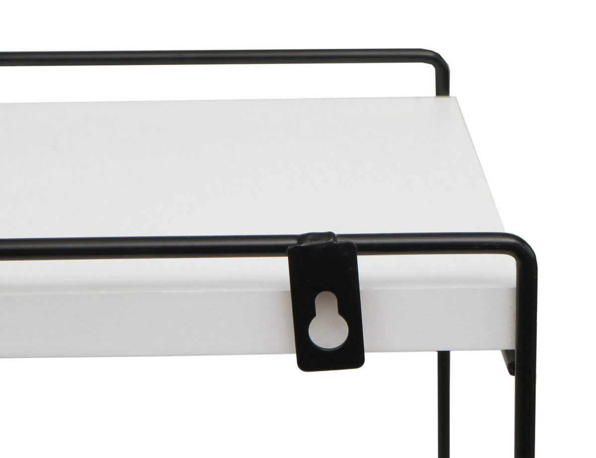 WANDREGAL 50x35x17cm Massiv-Holz Metall Industrial 2 Regalböden Weiß - Weiß, Metall (35/50/17cm) - BERLINLODGE