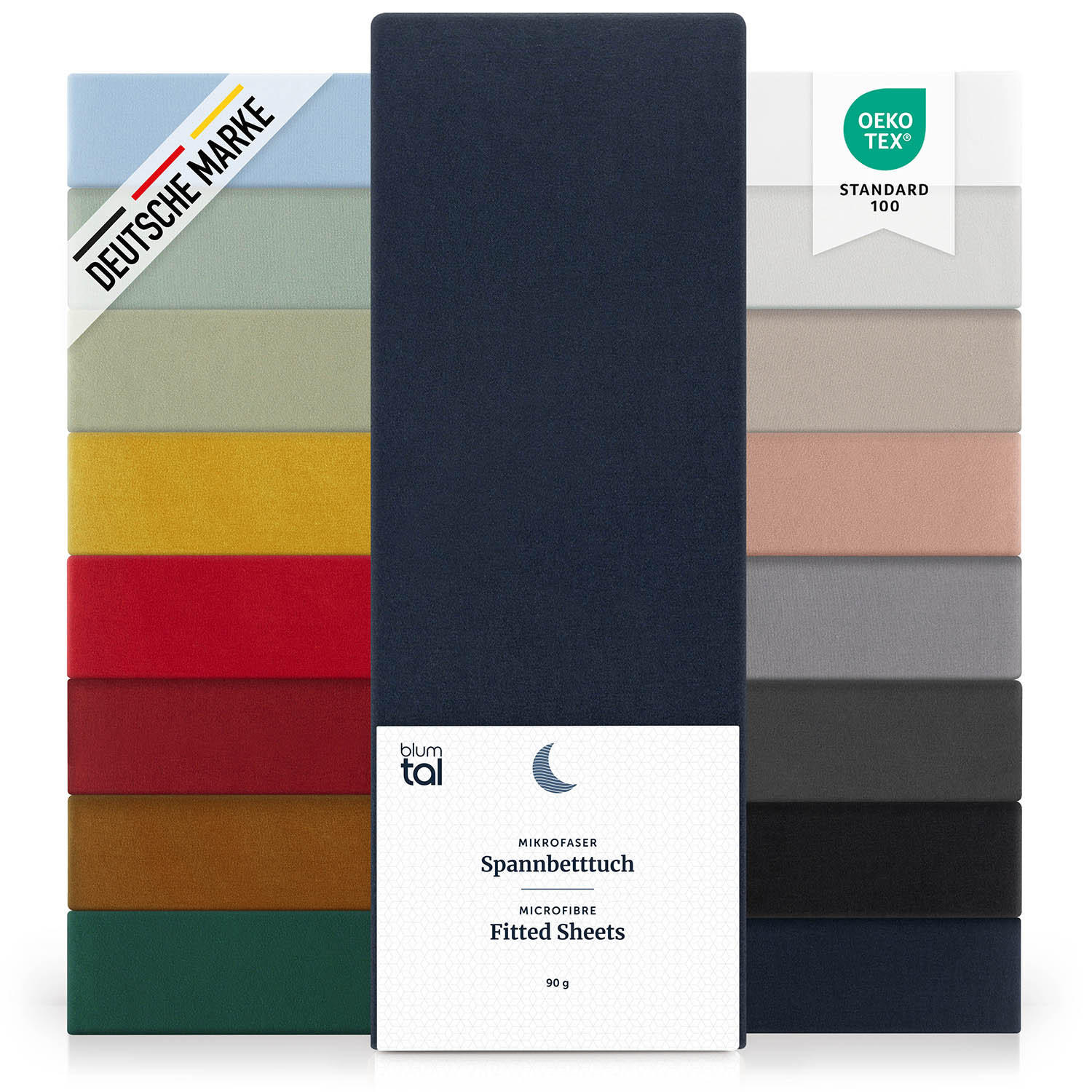 SPANNBETTLAKEN 2er-Set 135/190/40 cm Dunkelblau - Dunkelblau, Textil (135/190cm) - Blumtal
