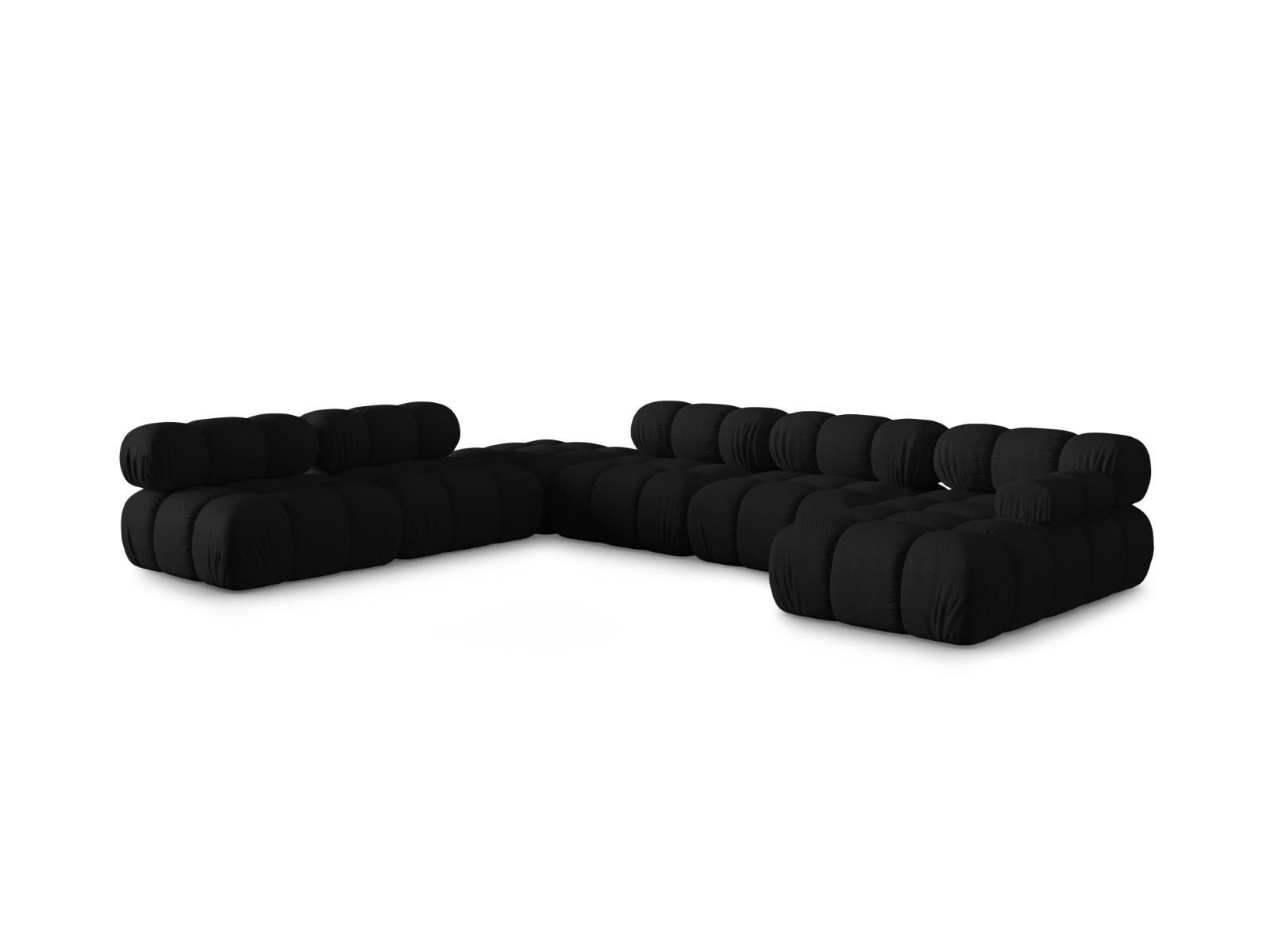 PANORAMASOFA modular links Bellis aus 3D-Stoff schwarz 7 Sitzplätze - Schwarz, Textil (282/70/376cm) - Micadoni
