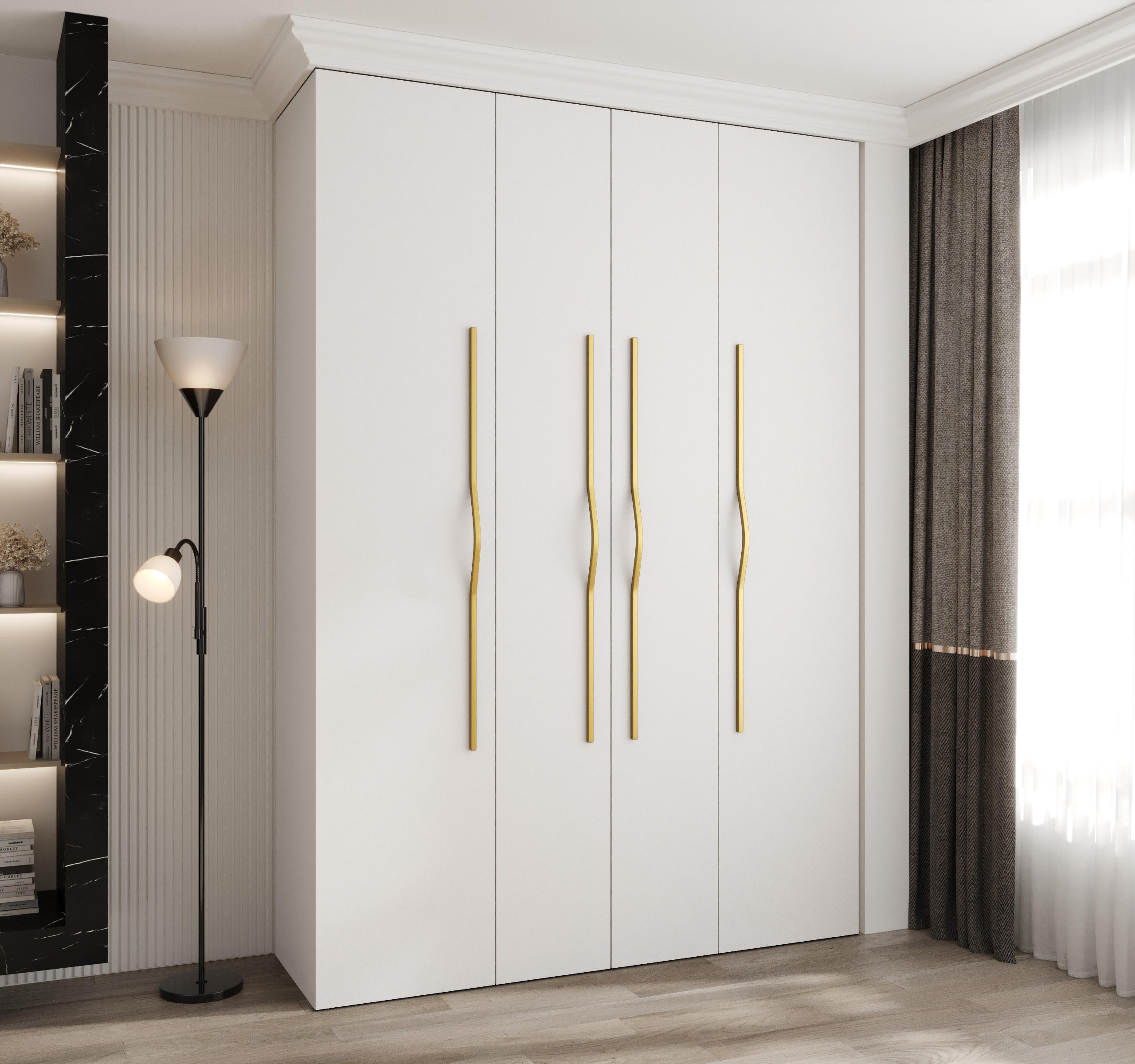 DREHTÜRENSCHRANK 245,5/170/40 4-türig - Goldfarben/Weiß, Holz/Metall (170/245.5/40cm) - Abiks Möbel
