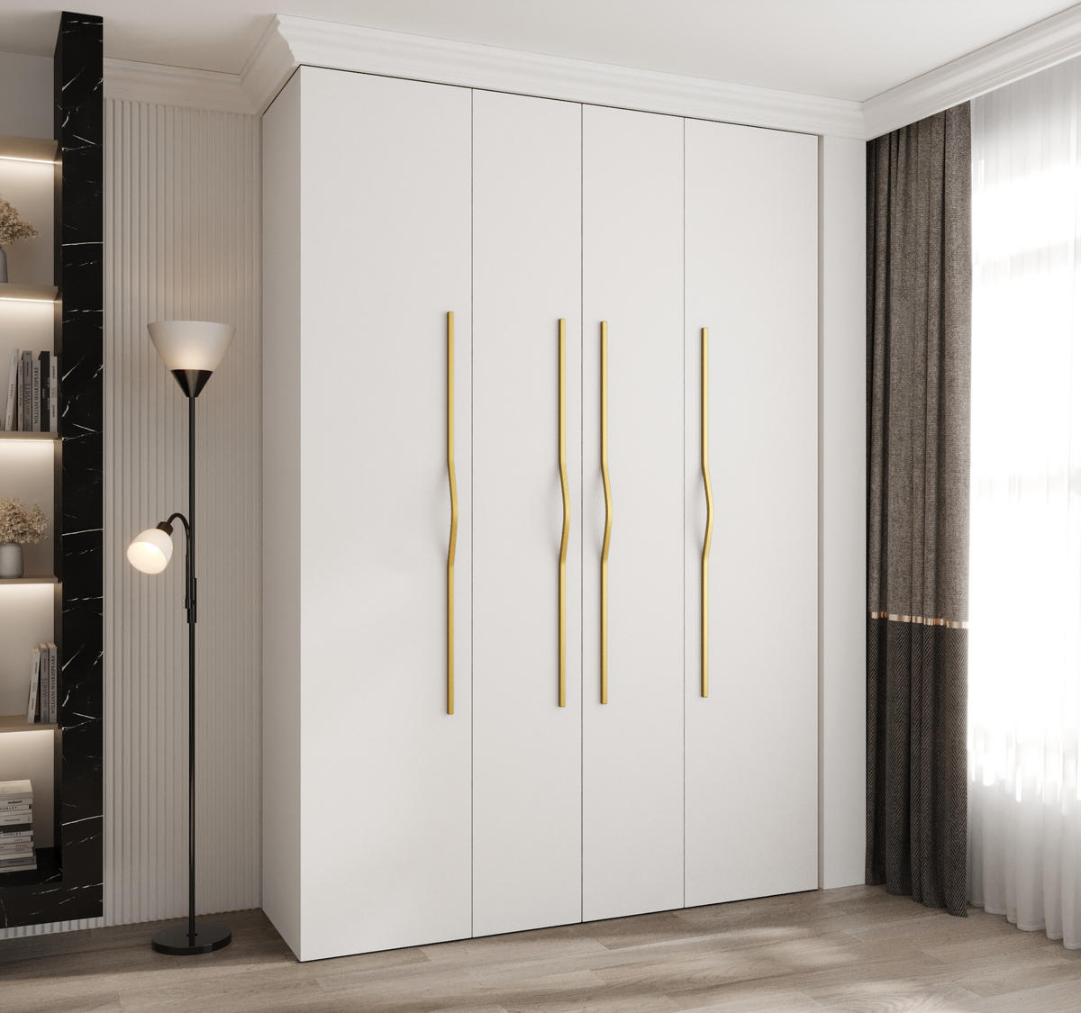 DREHTÜRENSCHRANK 245,5/170/50 4-türig - Goldfarben/Weiß, Holz/Metall (170/245.5/50cm) - Abiks Möbel