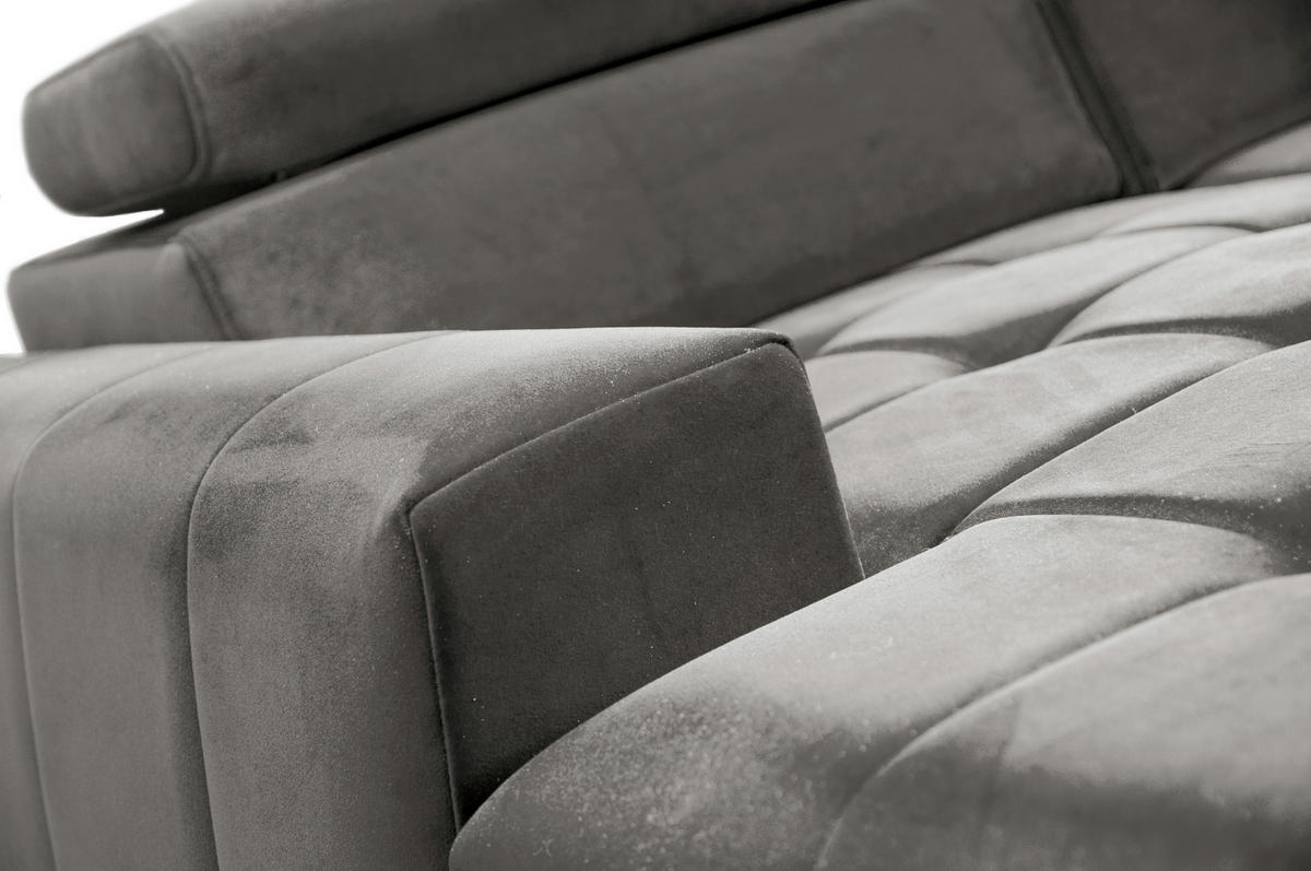 ECKSOFA L Form Arkucio Mini Grau 260/200/95 cm Links mit Schlaffunktion - Schwarz/Grau, Textil/Metall (200/260cm) - AX Living