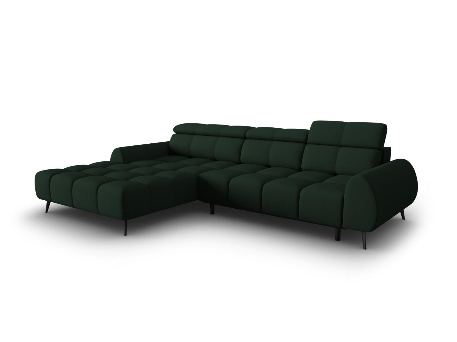 ELEKTRISCHES-ECKSOFA links Alyse aus strukturiertem Stoff dunkelgrün 5 Sitzplätze - Dunkelgrün, Textil (188/295cm) - Micadoni