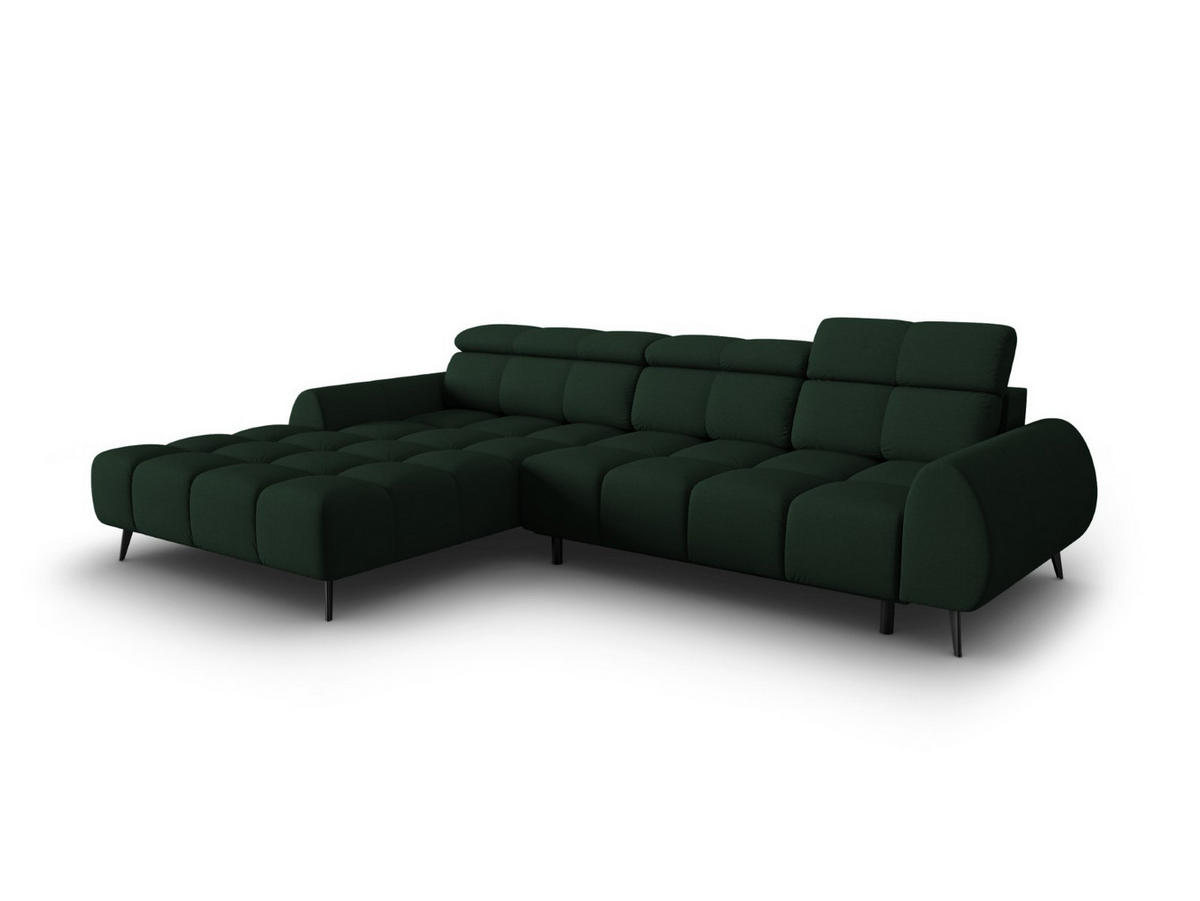 ELEKTRISCHES-ECKSOFA links Alyse aus strukturiertem Stoff dunkelgrün 5 Sitzplätze - Dunkelgrün, Textil (188/295cm) - Micadoni