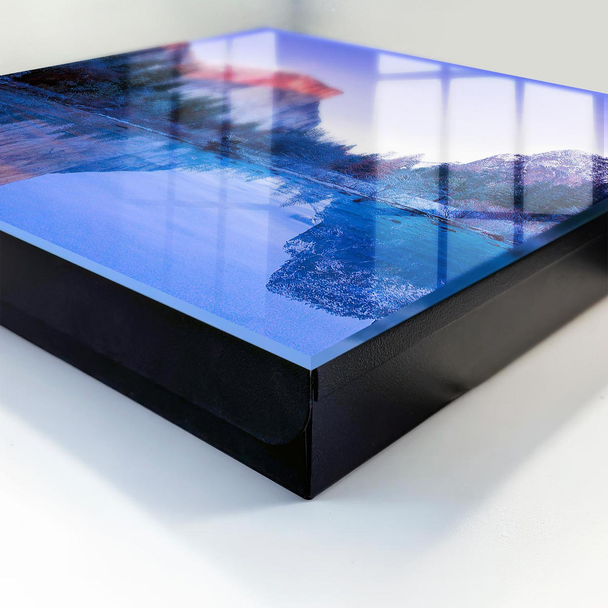 SCHLÜSSELBOX Schwarz 30x30 cm- Türöffnung nach rechts - Der Zauber der Landschaft - Blau, Metall (30/30/5cm) - TULUP