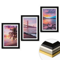 WANDBILDER 3er-Set - 20x30 cm Schwarzer Rahmen - Sonnenuntergangsbrücke Landschaft - Schwarz, Kunststoff (20/30cm) - ArtPrintCave