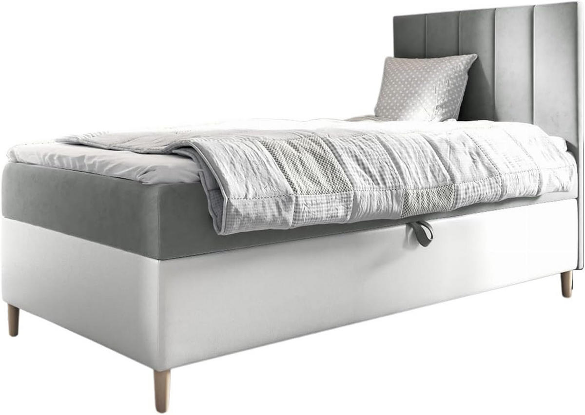 KINDERBETT MAYA 1 - Weiß/Grau, Holzwerkstoff (82/208cm) - Meblini