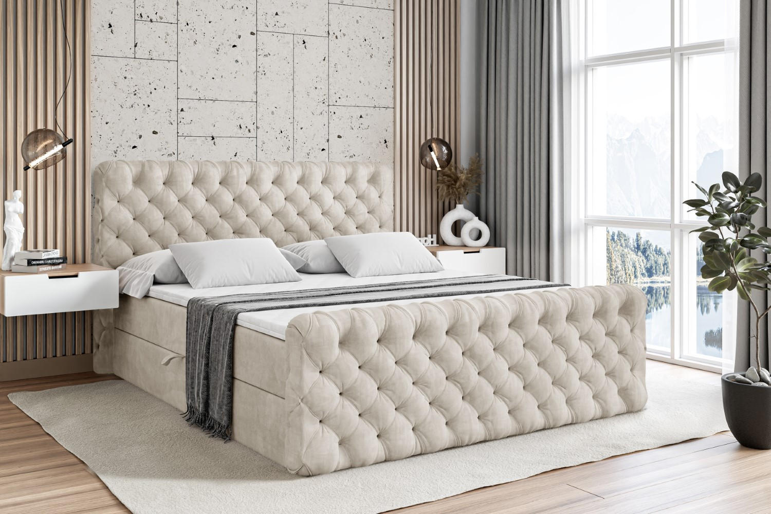 BOXBETT BOXI8-Z - 140x200 cm - H3 - Ecru - Ecru, Holzwerkstoff (140/200cm) - ALTDECOR