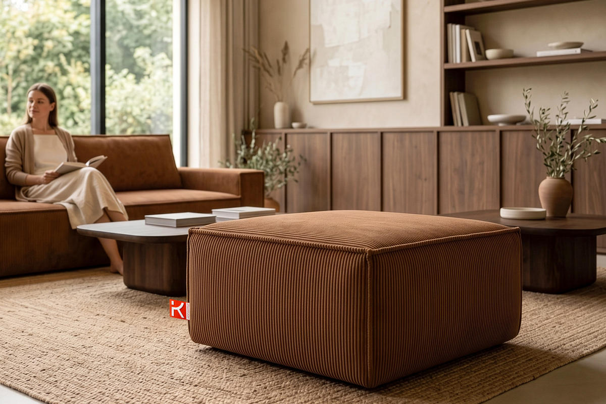 SITZPOUF NAPI gefederte Sitzfläche, rot - Rot/Schwarz, Textil (83/45/83cm) - KONSIMO®