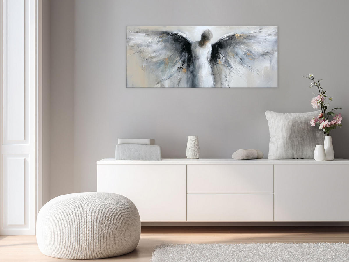 GLASBILD 125x50 cm Engel Kunst beige - Beige, Glas (125/50cm) - artissimo