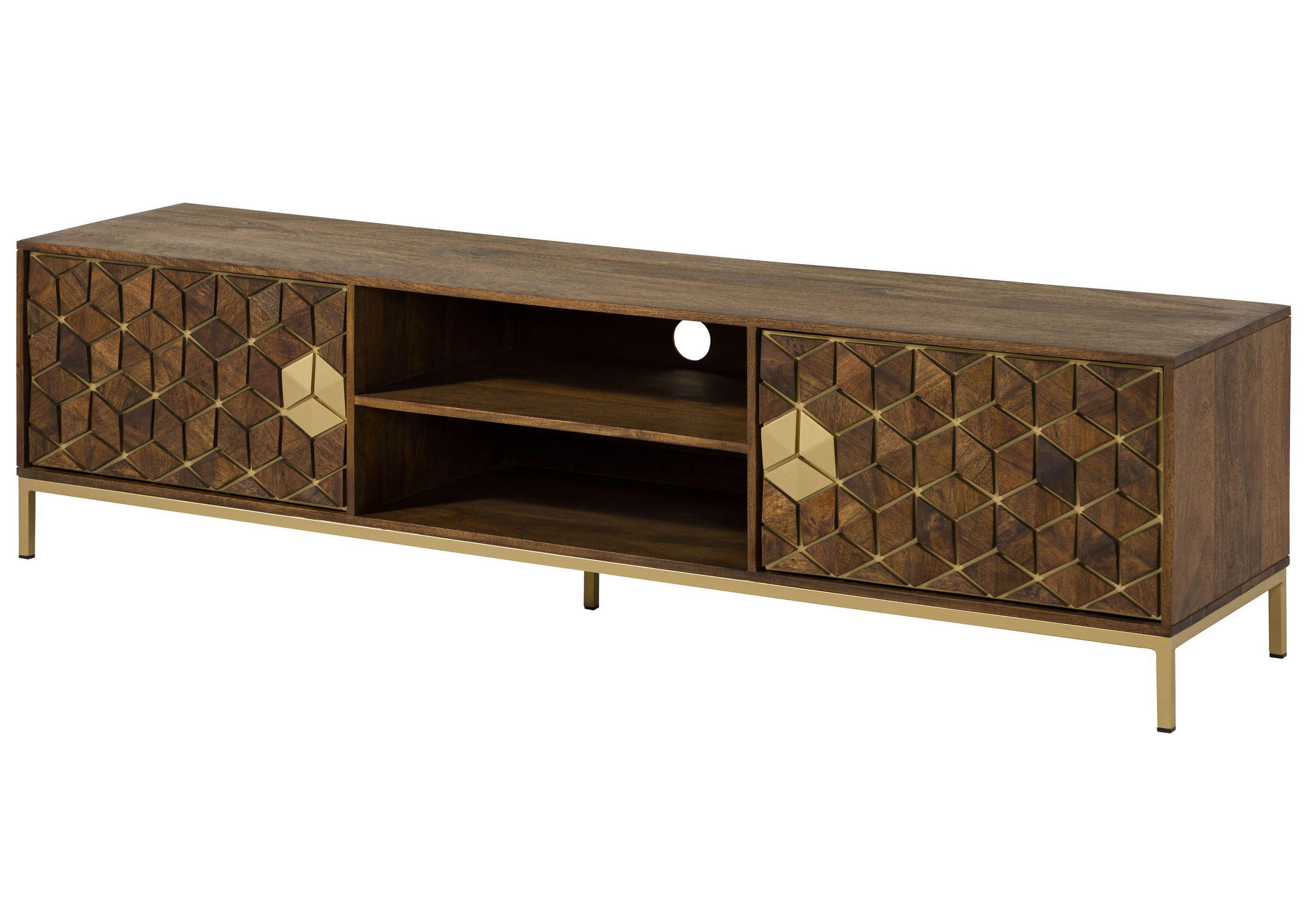 TV-BOARD Mango 190x45x50 braun geölt DIAMOND #205 - Braun, Holz (190/50/45cm) - Massivmoebel24