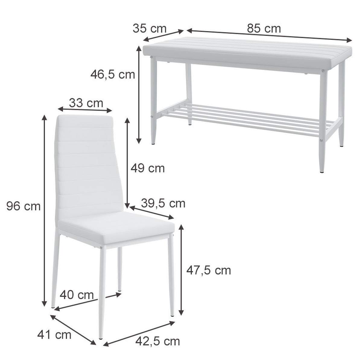 LAVICE A ŽIDLE Grand Bílá - bílá, kov (85/46.5/35cm) - Vicco