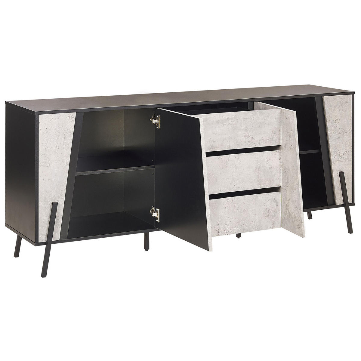 SIDEBOARD mit 2 Türen Grauer Betoneffekt Blackpool - Grau, Holzwerkstoff (177/75/40cm) - Beliani