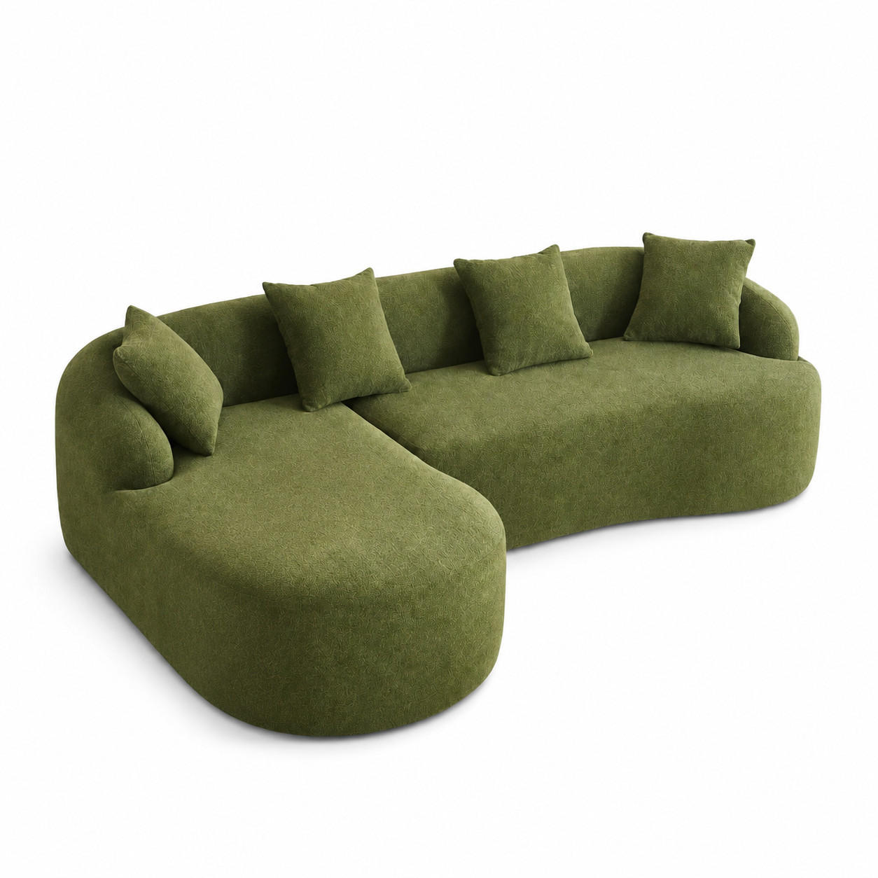 ECKSOFA Chenille Grün Montagefrei - Grün, Textil (243/150cm) - WISHDOR