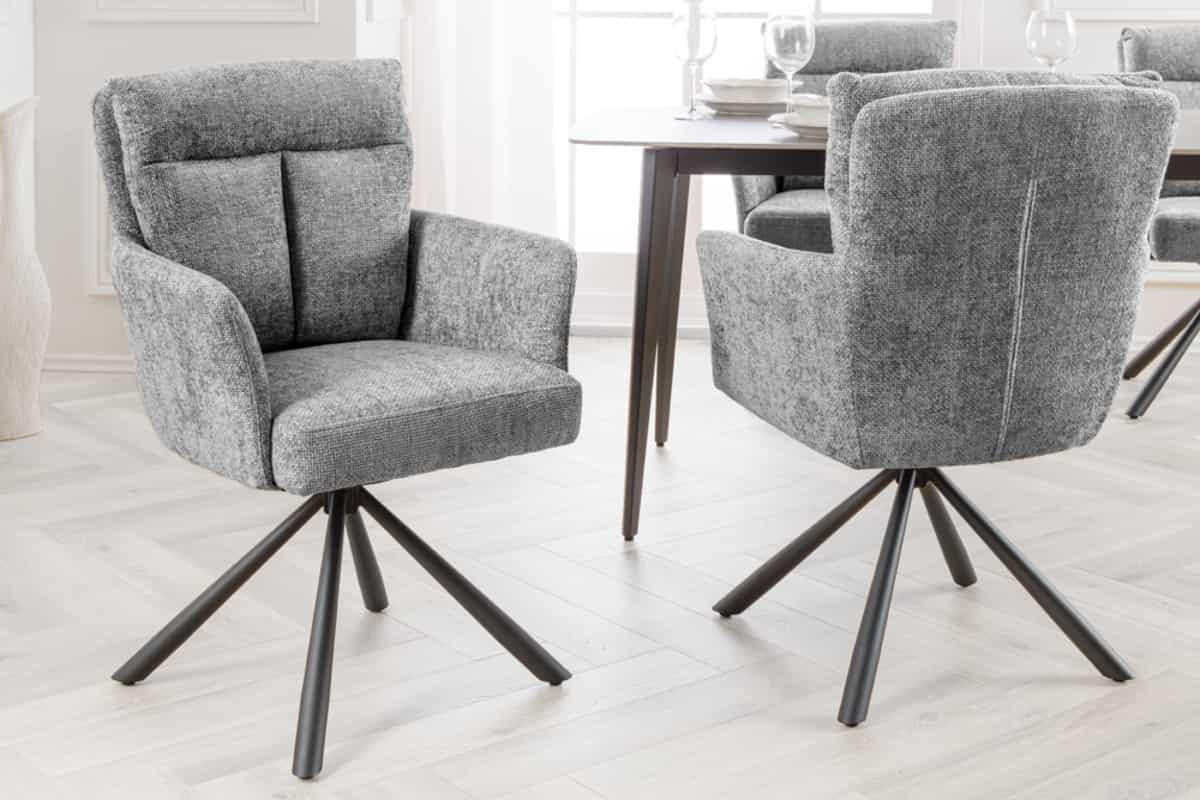 STUHL BIG GEORGE Strukturstoff Grau 95 cm - Schwarz/Grau, Textil/Metall (59/93/68cm) - riess-ambiente