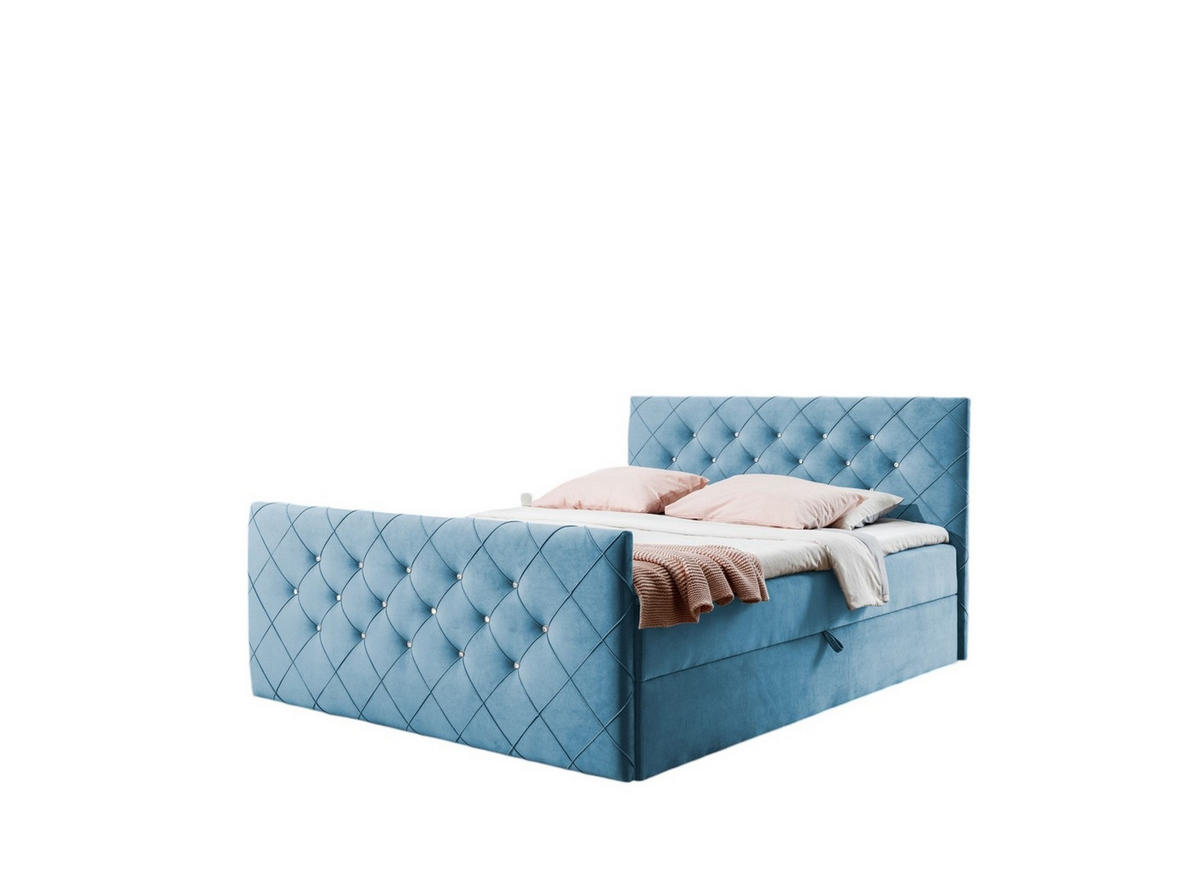 BOXBETT Eivor In Magic Velvet - Hellblau, Holzwerkstoff/Textil (180/200cm) - Fun Möbel