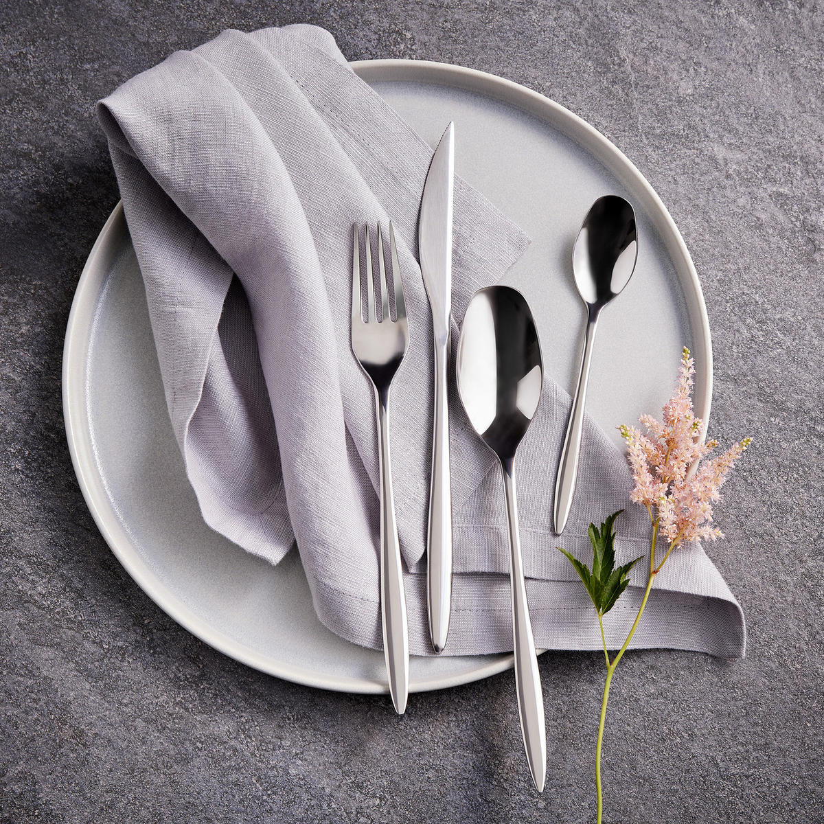 BESTECK (4er-Set) Marquess gerillt - Silberfarben, Metall - Butlers