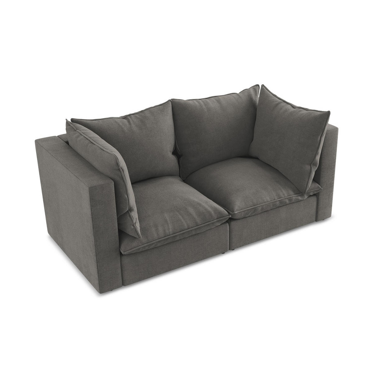2-SITZER SOFA Strukturstoff Grau - Dunkelgrau/Schwarz, Holzwerkstoff/Kunststoff (180/77/90cm) - LaMiaSofa