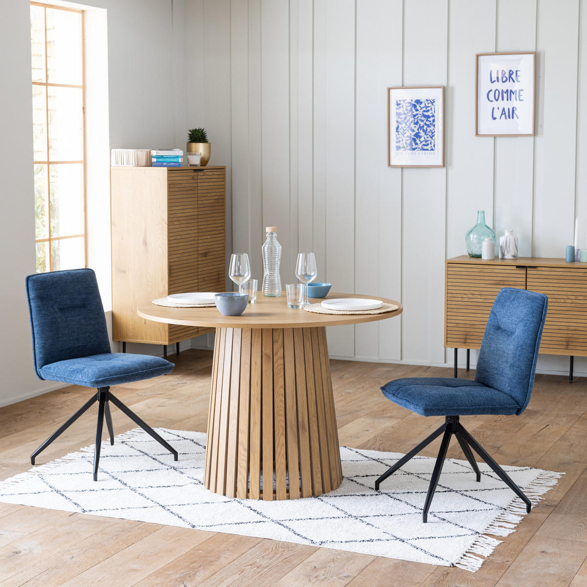 STÜHLE Aren Blau 2er-Set - Blau, Textil (48/85/60cm) - Happy Garden