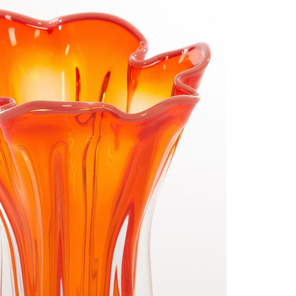 GLASVASE KAZUNO Ø26x32 cm, Glas, Orange-Koralle - Orange, Glas (26/32cm) - Light & Living