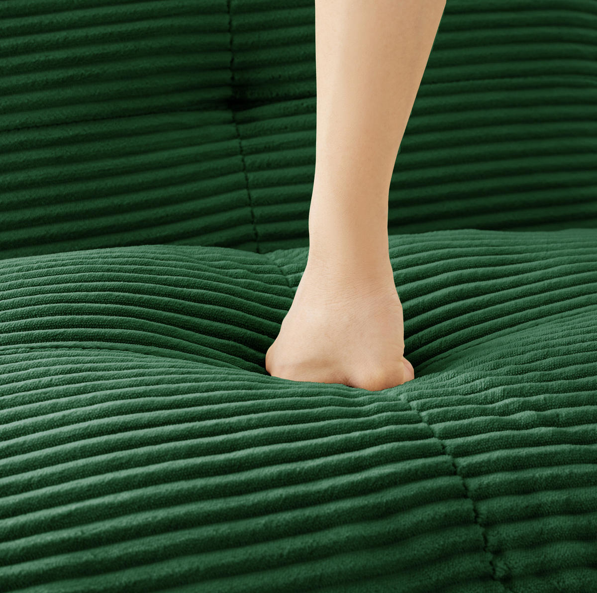SOFA modular mit Tiefsitz Cord Green - Grün, Kunststoff (104/69/204cm) - Meubliv