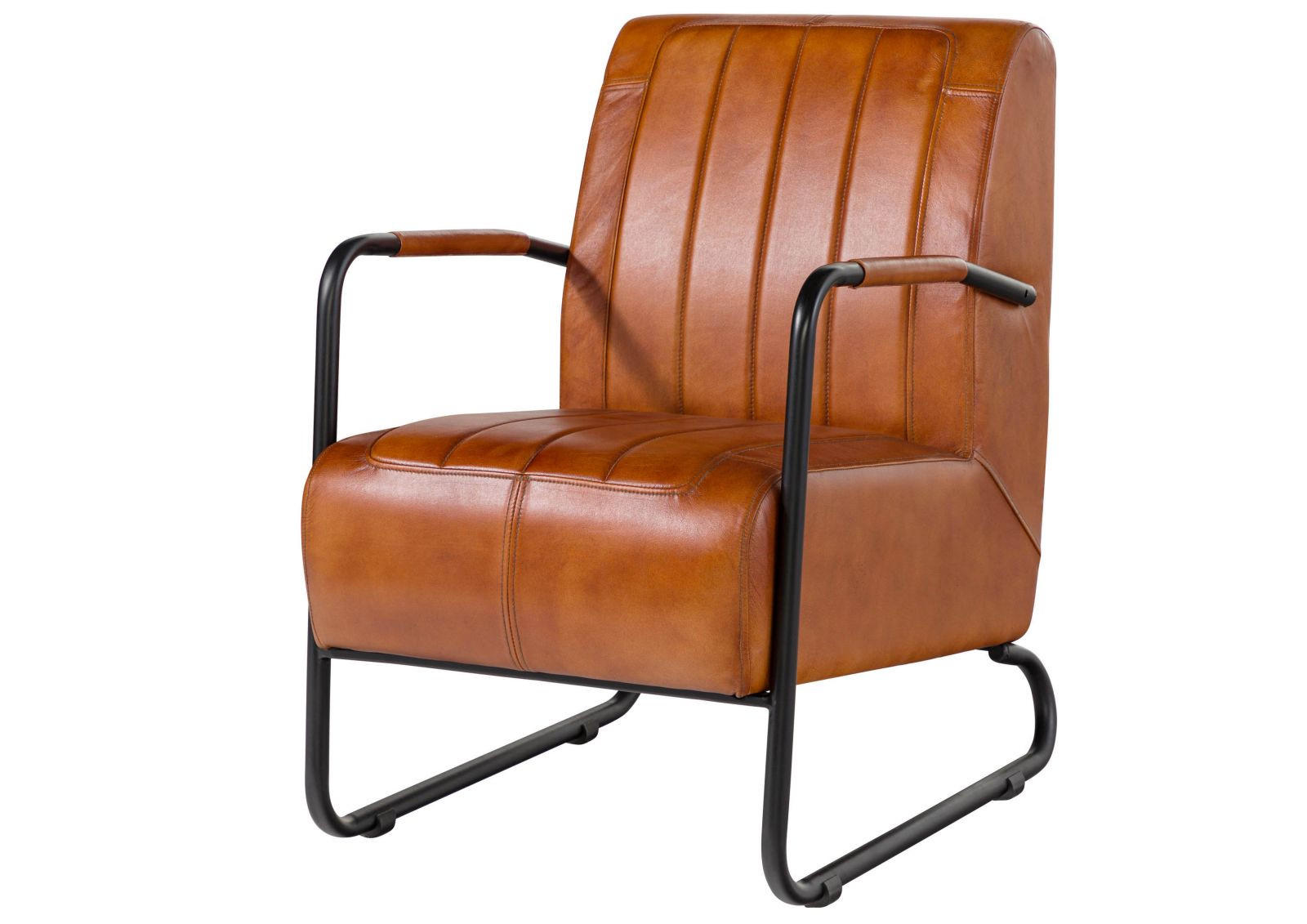 SESSEL Echtleder 59x84x85 cognac IRON LABEL #21 - Braun, Leder (59/85/84cm) - Massivmoebel24