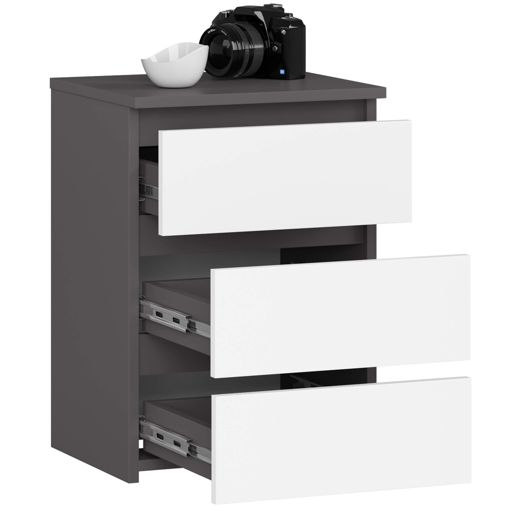 NACHTSCHRANK Grau, Weiß 40x35x57 cm - Wengefarben/Weiß, Holzwerkstoff (40/57/35cm) - Akord