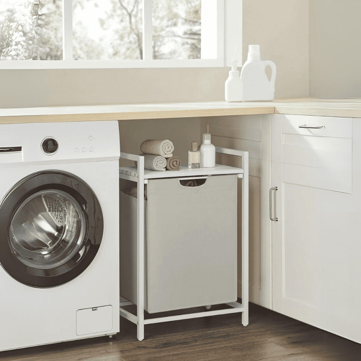 WÄSCHEKORB 1 Schublade - L50 cm - Grau, Holzwerkstoff (33/76/50cm) - Calicosy