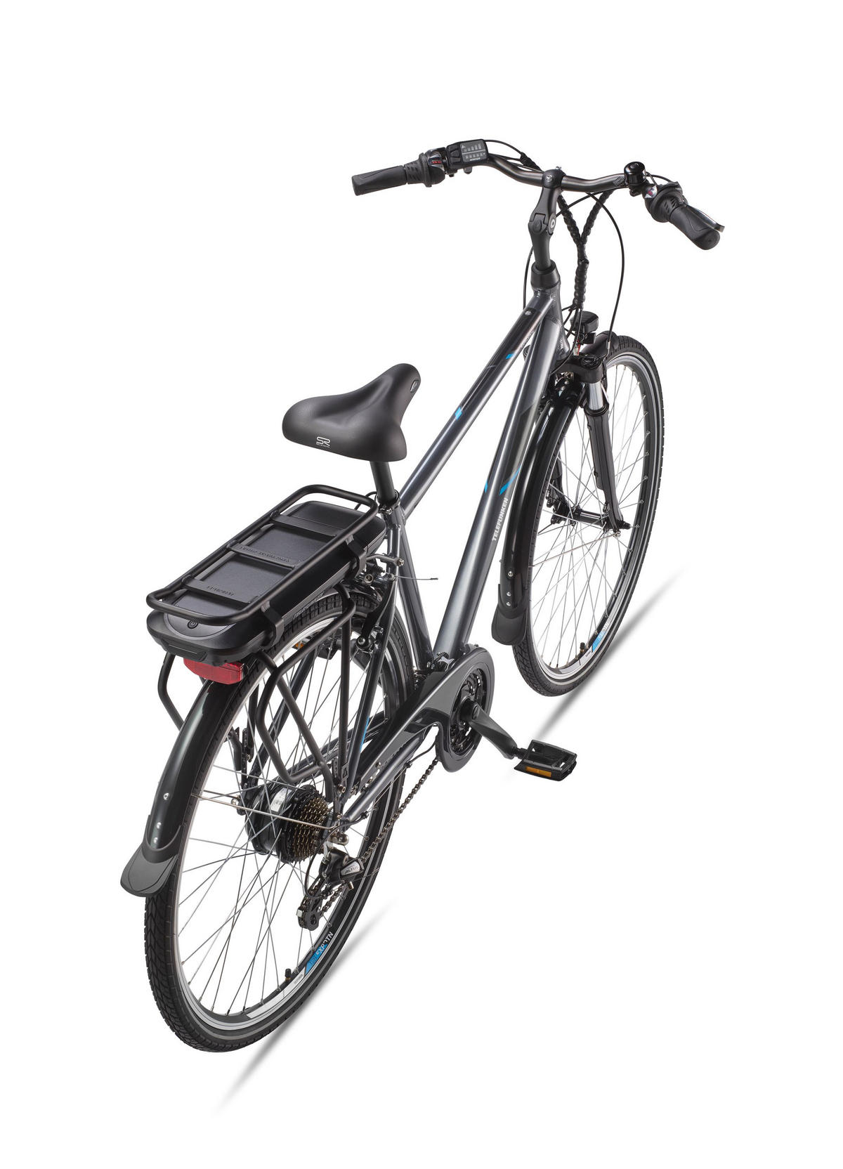 E-BIKE XT481 Trekking Elektrofahrrad 21-Gang Shimano Kettenschaltung, Pedelec, 10Ah, 36V Akku - Anthrazit, Metall (110cm) - Telefunken