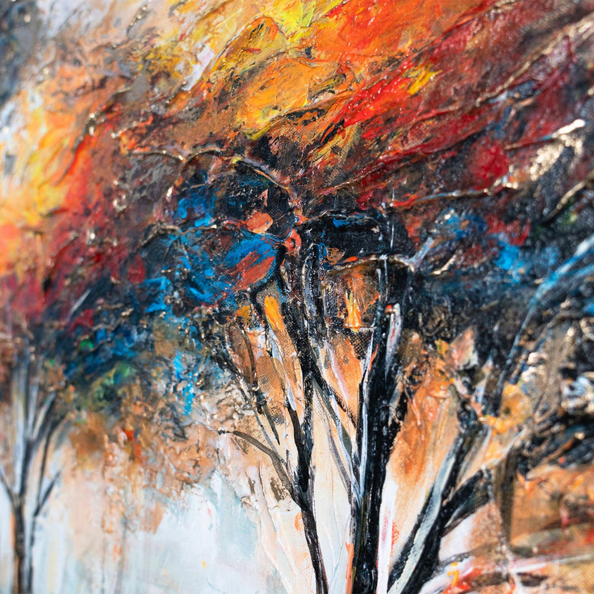 GEMÄLDE Glühen der Blätter auf Keilrahmen 115x50 cm - Braun, Holz (115/50cm) - YS-art gallery