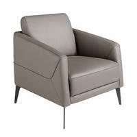 SESSEL Grau Schwarz 78/80/82 cm - Schwarz/Grau, Leder (78/82/80cm) - ANGEL CERDA