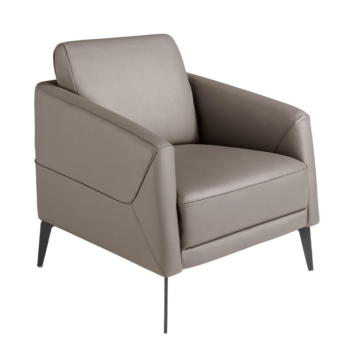 SESSEL Grau Schwarz 78/80/82 cm - Schwarz/Grau, Leder (78/82/80cm) - ANGEL CERDA