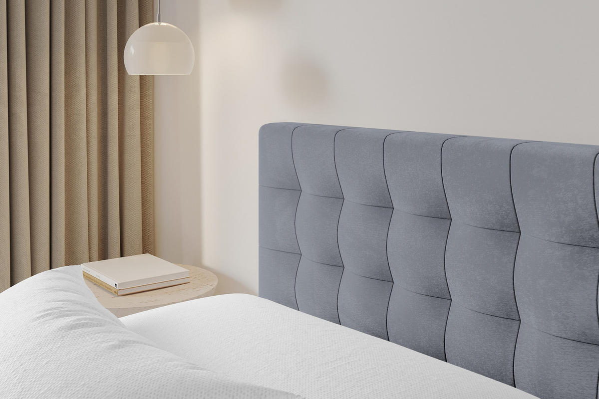 POLSTERBETT mit Bettkasten und Lattenrost, Boxbett ohne Matratze - PARI 180x200 Grau - Grau, Holzwerkstoff/Textil (180/200cm) - ALTDECOR