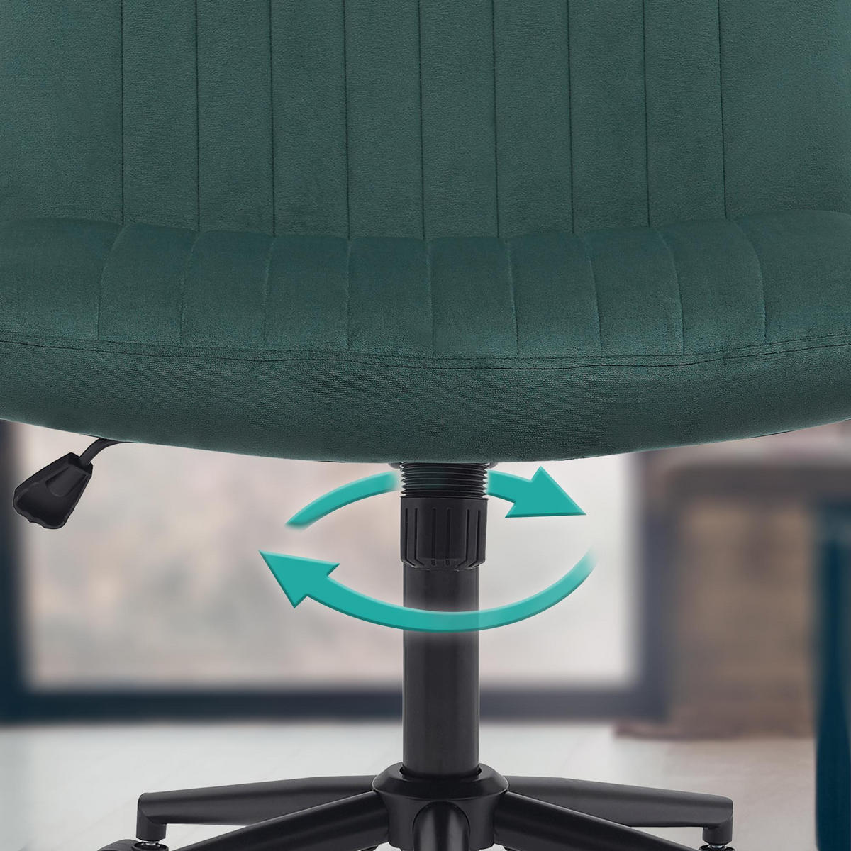 DREHSTUHL Samt grün - Schwarz/Grün, Textil/Metall (62/86/65cm) - CLP