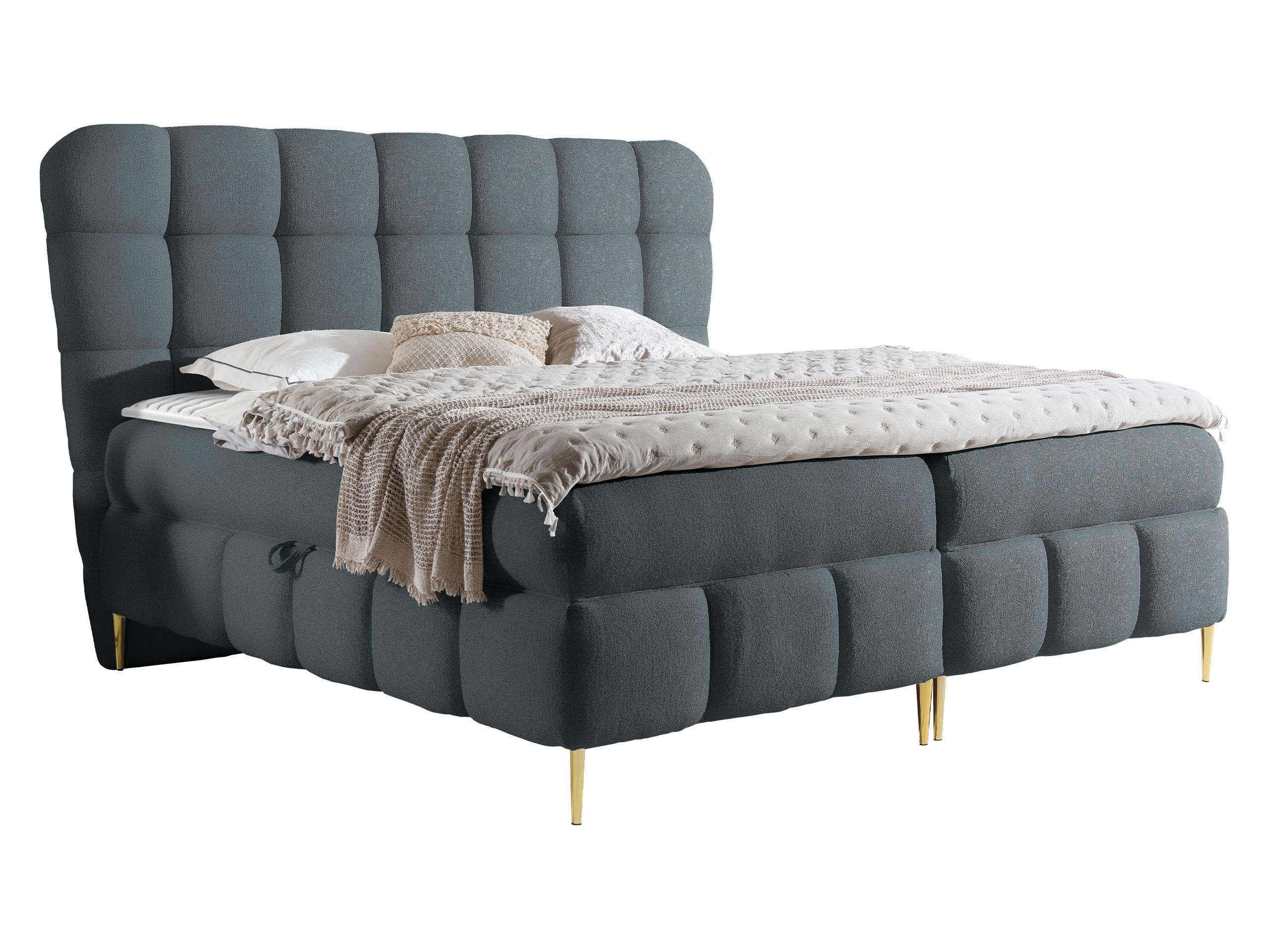 BOXBETT Lolly - Dunkelgrau/Goldfarben, Holz/Textil (160/200cm) - MIRJAN24