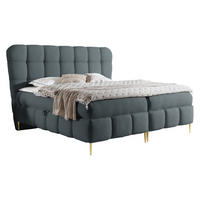 BOXBETT Lolly - Dunkelgrau/Goldfarben, Holz/Textil (120/200cm) - MIRJAN24