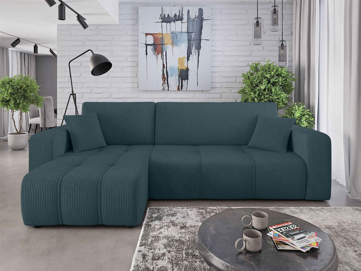 ECKSOFA Dagny Mit Schlaffunktion - Smaragdgrün, Holzwerkstoff/Textil (248/146cm) - Fun Möbel