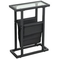 BEISTELLTISCH aus Metall mit Stofftasche und Glasplatte, schmaler Tisch für Wohnzimmer, Schlafzimmer, Schwarz - Schwarz, Metall (18/40/55.5cm)