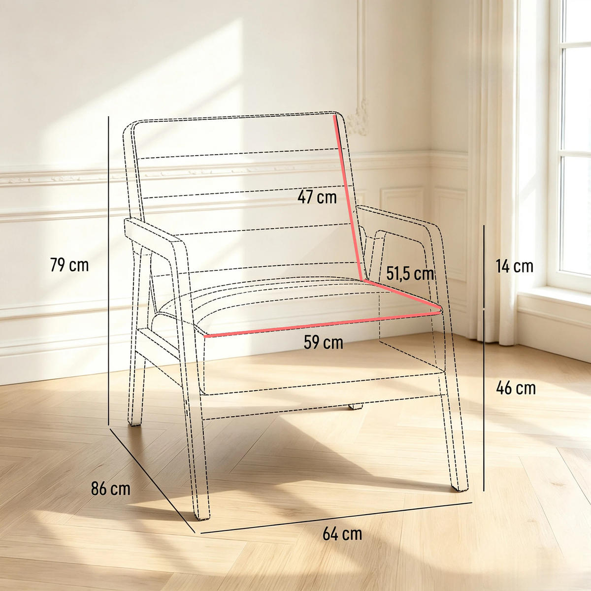 SESSEL Massivholz mit PU-Bezug, DE-42176, Braun antik - Braun, Holz (86/79/64cm) - ComfortXL