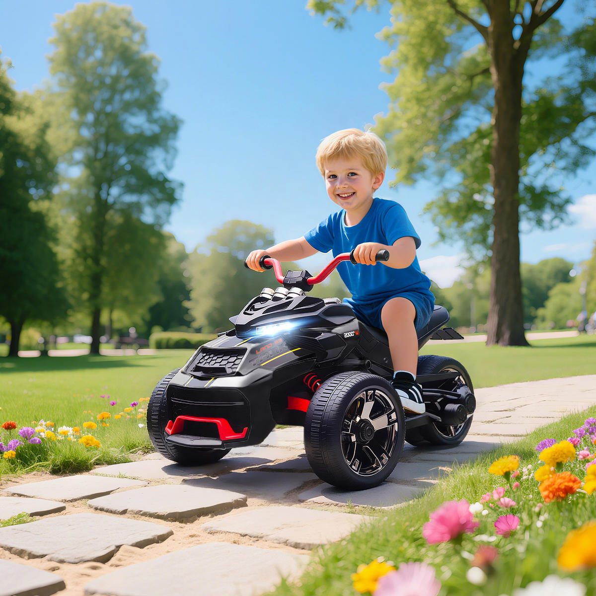 ELEKTRO-QUAD DE-13071 2 Motoren Schwarz - Schwarz, Metall (113/74/63cm) - ComfortXL
